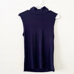 NWT SANCTUARY‎ Essential Ribbed Mock Neck Knit Top Medium Blue Navy